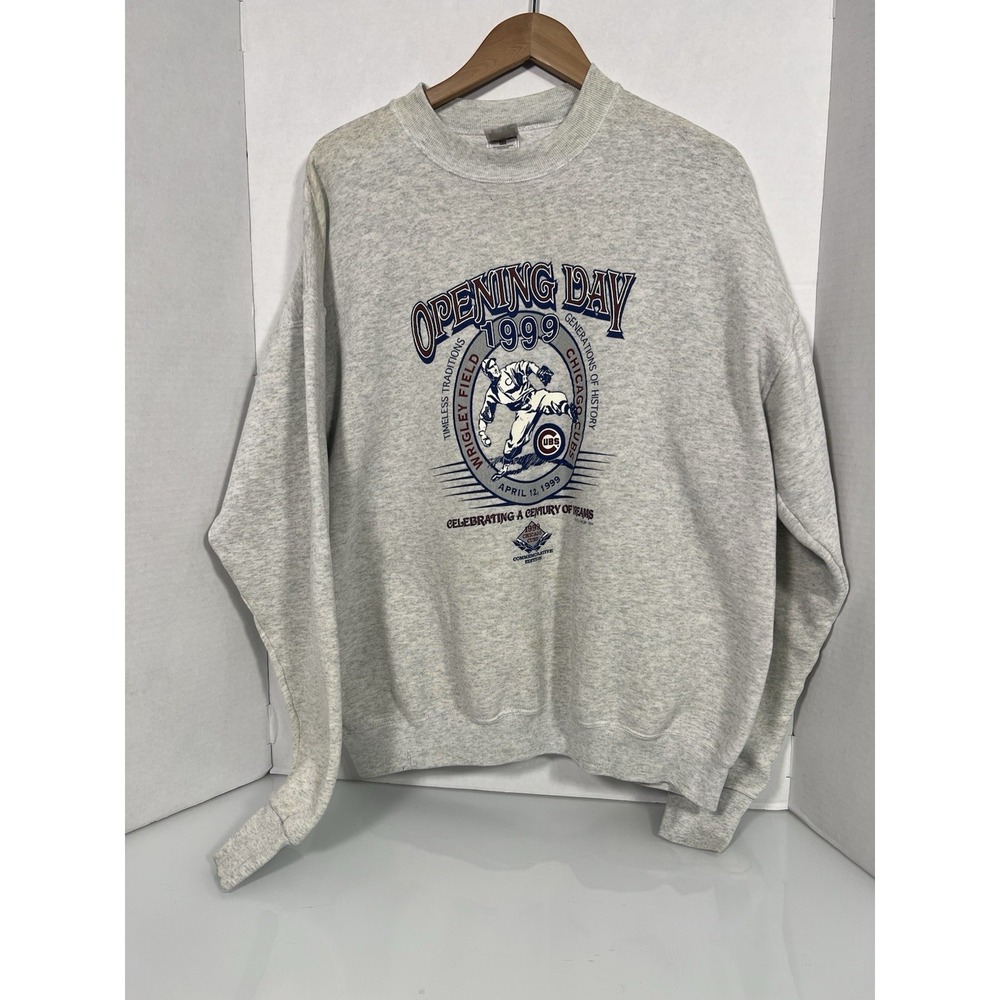 VTG 1999 CHICAGO CUBS OPENING DAY CREWNECK SWEATER XL DISTRESSED 087